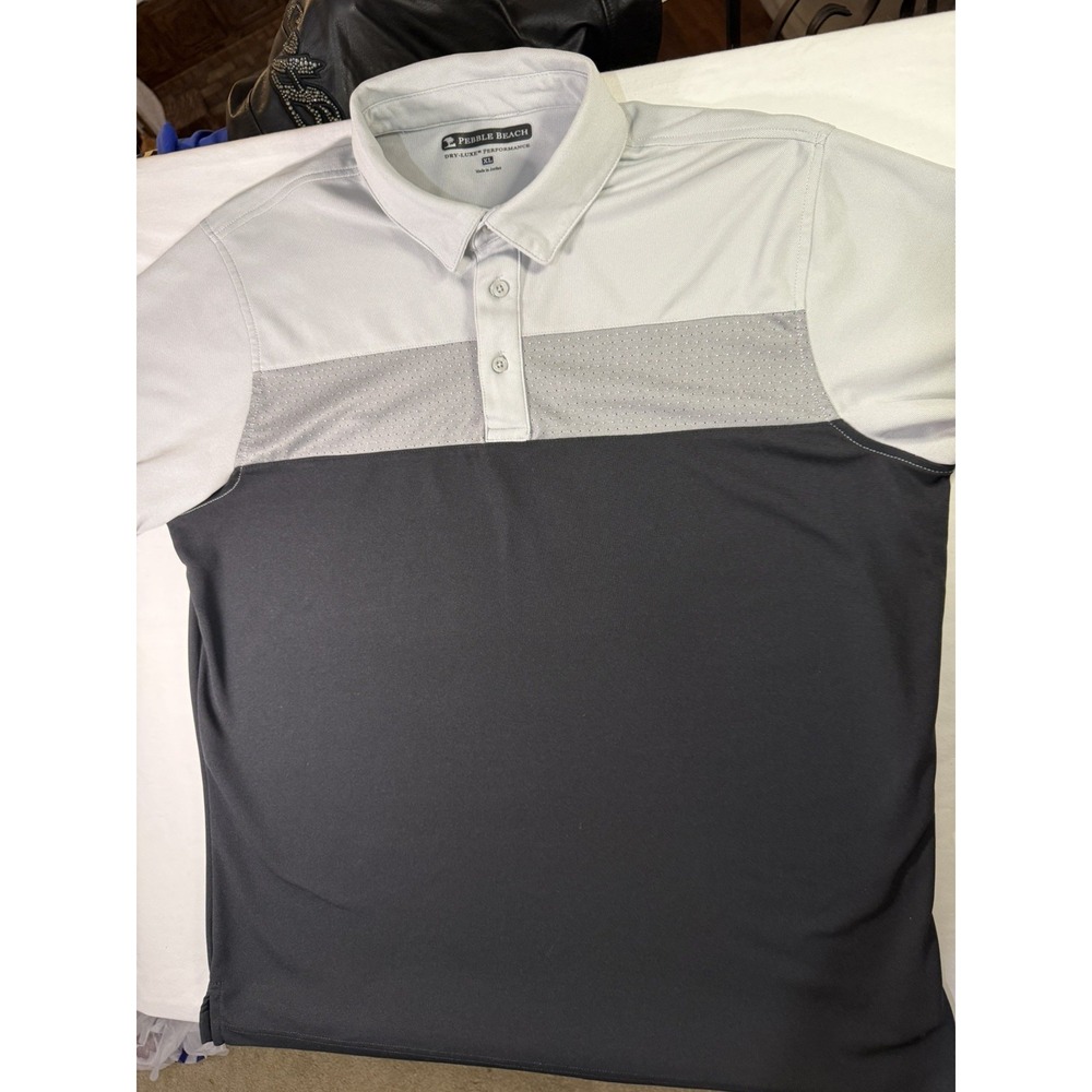 Pebble Beach Blue Stripped Dry-Luxe Performance Men's Polo Size XL